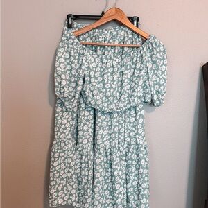 Showpo Floral Midi Set in Green and White